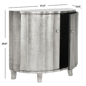 Safavieh Rutherford Demilune Cabinet - Glamorous Silver Accent With Fluted Double Doors For Elegant Storage AMH1516A