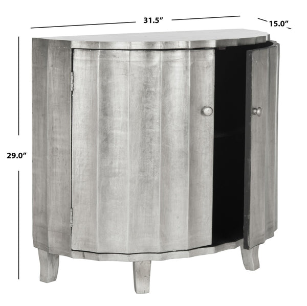 Safavieh Rutherford Demilune Cabinet - Glamorous Silver Accent With Fluted Double Doors For Elegant Storage AMH1516A
