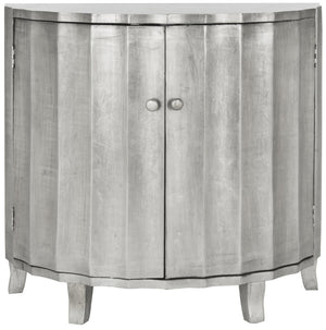 Safavieh Rutherford Demilune Cabinet - Glamorous Silver Accent With Fluted Double Doors For Elegant Storage AMH1516A