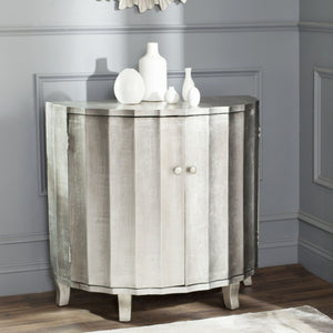 Safavieh Rutherford Demilune Cabinet - Glamorous Silver Accent With Fluted Double Doors For Elegant Storage AMH1516A