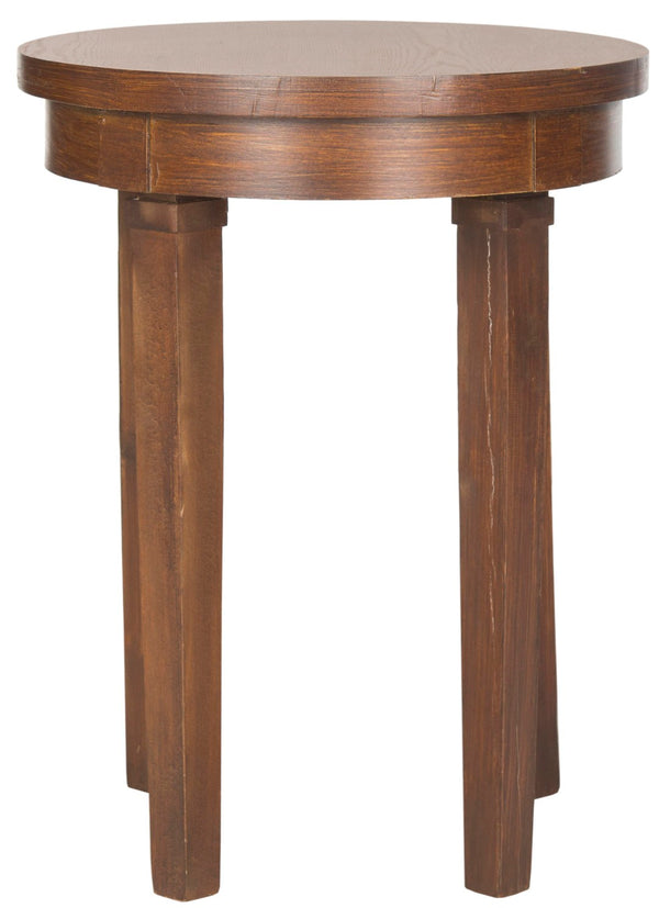 Safavieh Kipp End Table - British-Inspired Round Design, Warm Brown Fir Wood, Compact & Stylish For Any Space AMH1521A