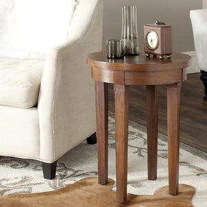 Safavieh Kipp End Table - British-Inspired Round Design, Warm Brown Fir Wood, Compact & Stylish For Any Space AMH1521A