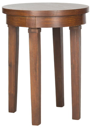Safavieh Kipp End Table - British-Inspired Round Design, Warm Brown Fir Wood, Compact & Stylish For Any Space AMH1521A