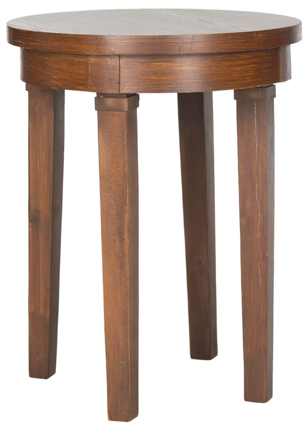 Safavieh Kipp End Table - British-Inspired Round Design, Warm Brown Fir Wood, Compact & Stylish For Any Space AMH1521A