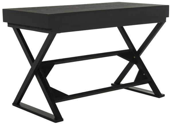 Safavieh Gilbert Desk: Stylish Weathered Black Compact Workspace With Storage For Home Office & Living Rooms AMH1525A