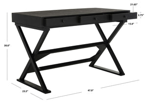 Safavieh Gilbert Desk: Stylish Weathered Black Compact Workspace With Storage For Home Office & Living Rooms AMH1525A