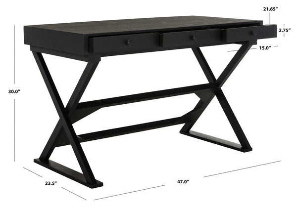 Safavieh Gilbert Desk: Stylish Weathered Black Compact Workspace With Storage For Home Office & Living Rooms AMH1525A