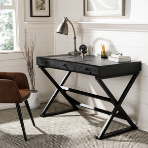 Safavieh Gilbert Desk: Stylish Weathered Black Compact Workspace With Storage For Home Office & Living Rooms AMH1525A