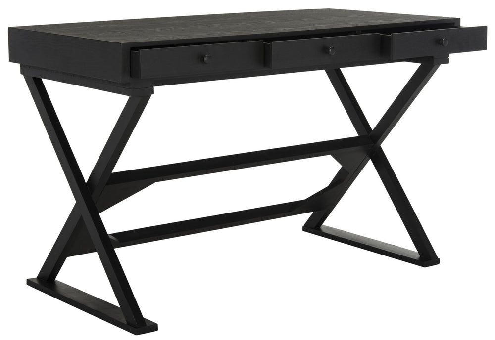 Safavieh Gilbert Desk: Stylish Weathered Black Compact Workspace With Storage For Home Office & Living Rooms AMH1525A