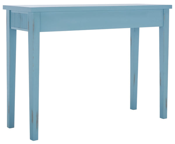 Safavieh Beale Console Table - Elegant Craftsman Design With Fluted Detailing And Practical Storage Drawer Blue AMH1528C