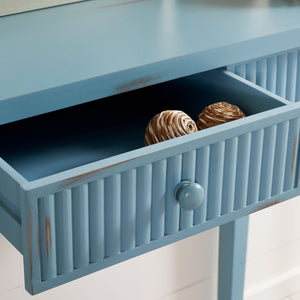 Safavieh Beale Console Table - Elegant Craftsman Design With Fluted Detailing And Practical Storage Drawer Blue AMH1528C