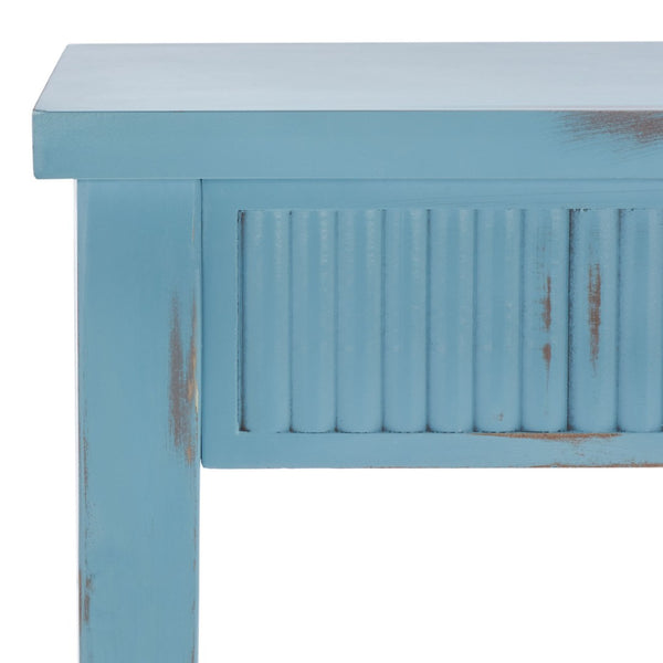 Safavieh Beale Console Table - Elegant Craftsman Design With Fluted Detailing And Practical Storage Drawer Blue AMH1528C
