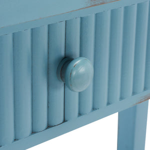 Safavieh Beale Console Table - Elegant Craftsman Design With Fluted Detailing And Practical Storage Drawer Blue AMH1528C