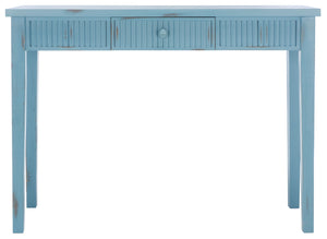Safavieh Beale Console Table - Elegant Craftsman Design With Fluted Detailing And Practical Storage Drawer Blue AMH1528C