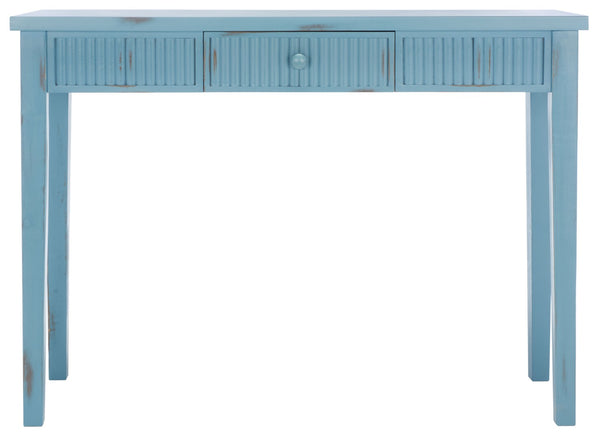 Safavieh Beale Console Table - Elegant Craftsman Design With Fluted Detailing And Practical Storage Drawer Blue AMH1528C