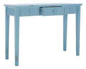 Safavieh Beale Console Table - Elegant Craftsman Design With Fluted Detailing And Practical Storage Drawer Blue AMH1528C