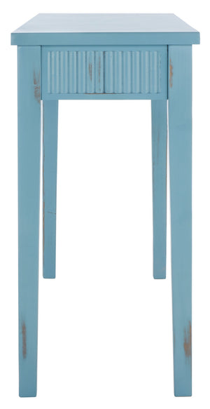 Safavieh Beale Console Table - Elegant Craftsman Design With Fluted Detailing And Practical Storage Drawer Blue AMH1528C