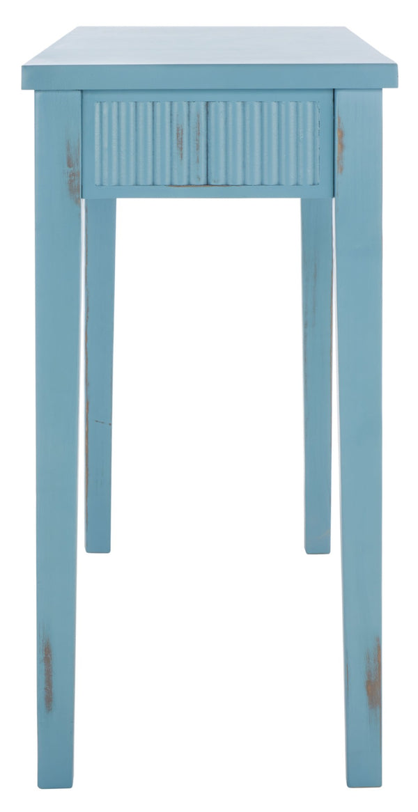 Safavieh Beale Console Table - Elegant Craftsman Design With Fluted Detailing And Practical Storage Drawer Blue AMH1528C