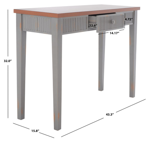 Safavieh Beale Console Table - Elegant Craftsman Design With Fluted Detailing And Practical Storage Drawer Taupe / Oak AMH1528E