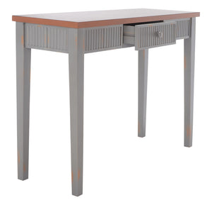 Safavieh Beale Console Table - Elegant Craftsman Design With Fluted Detailing And Practical Storage Drawer Taupe / Oak AMH1528E
