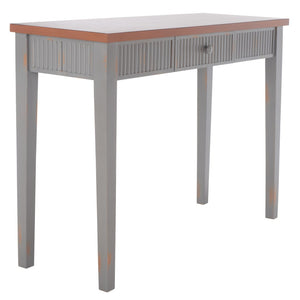 Safavieh Beale Console Table - Elegant Craftsman Design With Fluted Detailing And Practical Storage Drawer Taupe / Oak AMH1528E