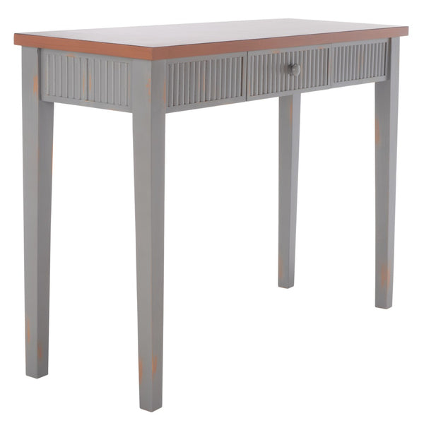Safavieh Beale Console Table - Elegant Craftsman Design With Fluted Detailing And Practical Storage Drawer Taupe / Oak AMH1528E
