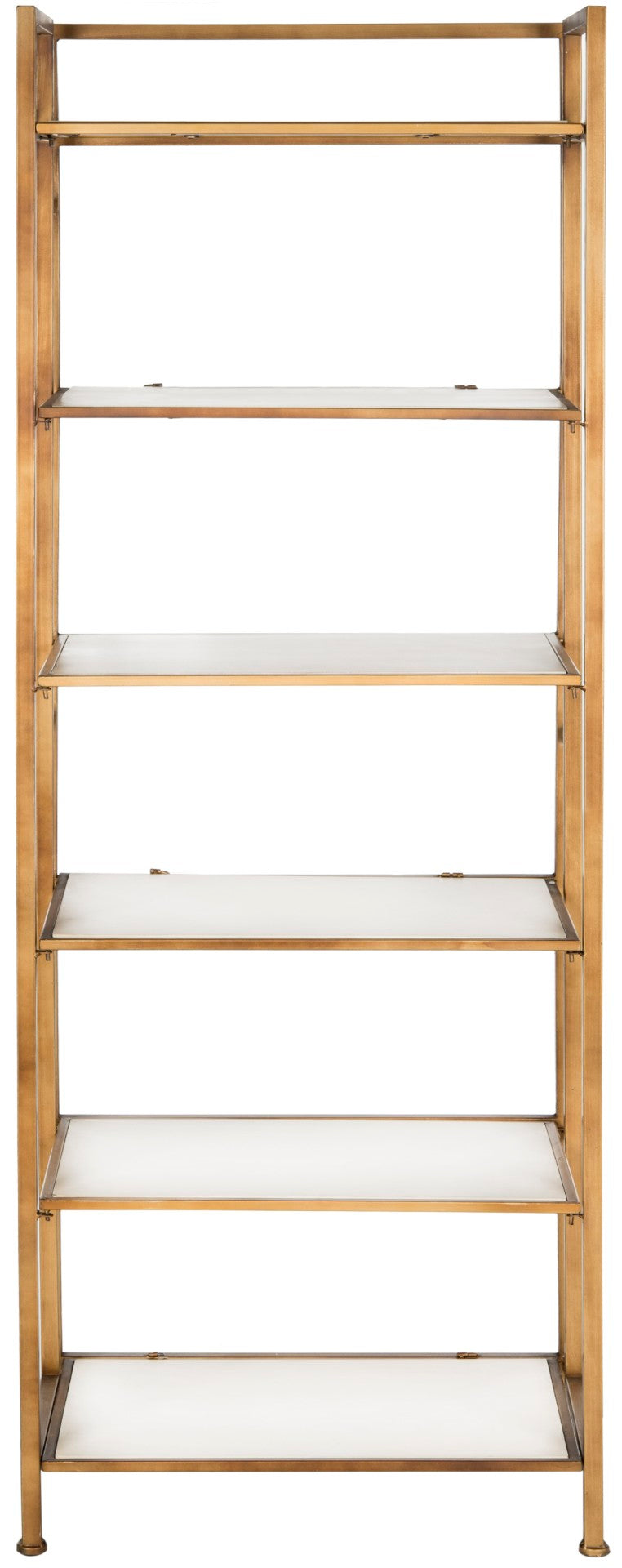Safavieh Kimmy Modern Etagere - Elegant White Wood & Gold Iron Storage Shelf For Books & Décor Display Unit AMH1533A