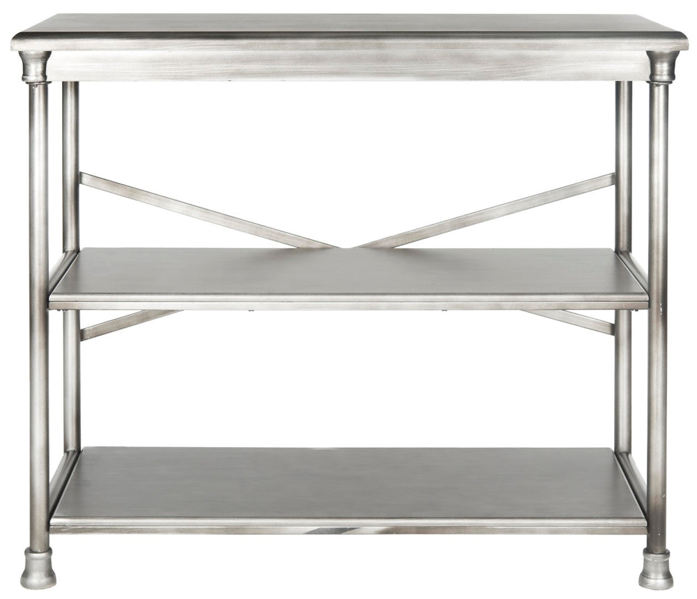 Safavieh Jamison Medium Bookcase – Stylish Dark Silver Iron Frame With X-Brace For Modern Living Spaces AMH1535A