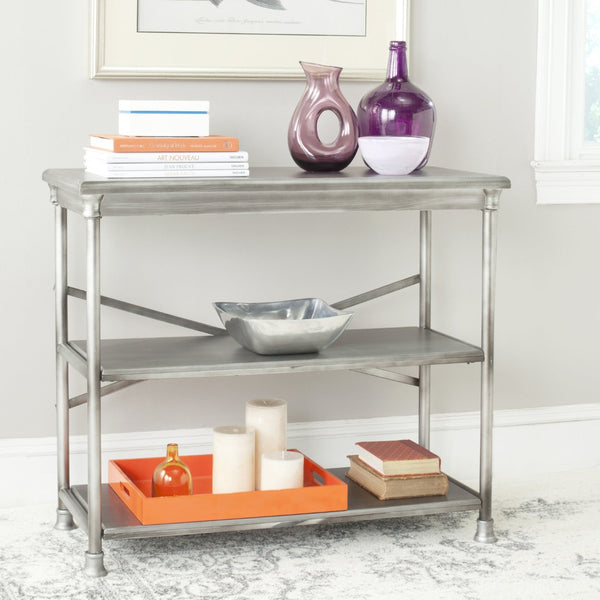 Safavieh Jamison Medium Bookcase – Stylish Dark Silver Iron Frame With X-Brace For Modern Living Spaces AMH1535A