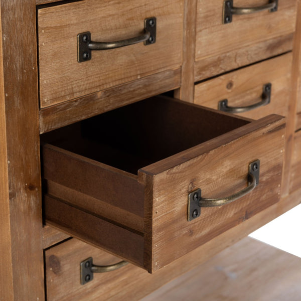Safavieh Mendie 6 Drawer Accent Table - Rustic Oak Console With Apothecary Design For Stylish Storage Solutions AMH1552A