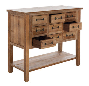 Safavieh Mendie 6 Drawer Accent Table - Rustic Oak Console With Apothecary Design For Stylish Storage Solutions AMH1552A