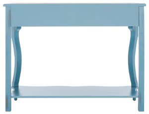 Safavieh Katie Console Table With Elegant Curved Design, Blue Finish & 2 Storage Drawers For Entryway Charm AMH4026B