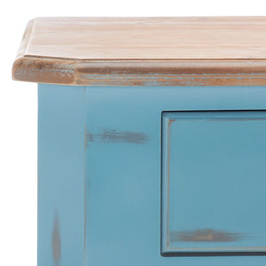 Safavieh Katie Console Table With Elegant Curved Design, Blue Finish & 2 Storage Drawers For Entryway Charm AMH4026B