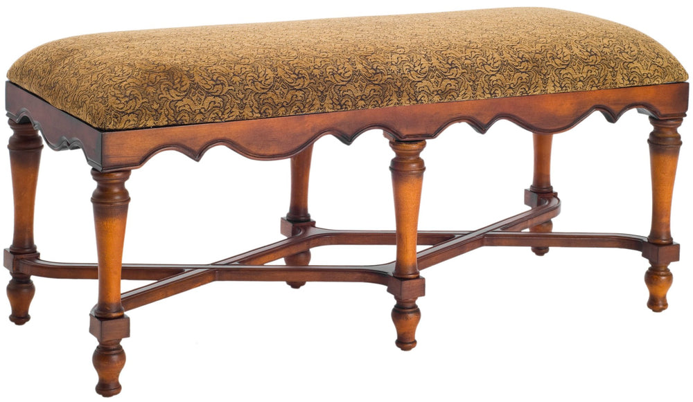 Safavieh Brittney Upholstered Bench - Timeless Elegance With Light Brown Paisley Cotton For Entryway Or Bedroom AMH4029A