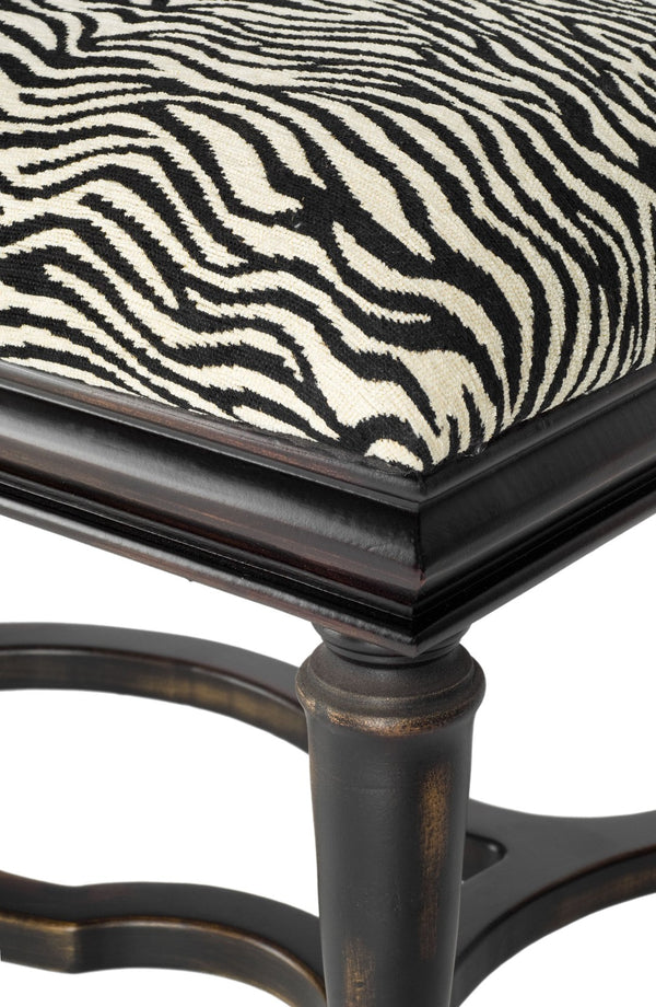 Safavieh Garret Zebra Print Upholstered Bench - Chic Global Accent With Curved Birch Legs For Any Space AMH4031A