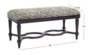 Safavieh Garret Zebra Print Upholstered Bench - Chic Global Accent With Curved Birch Legs For Any Space AMH4031A