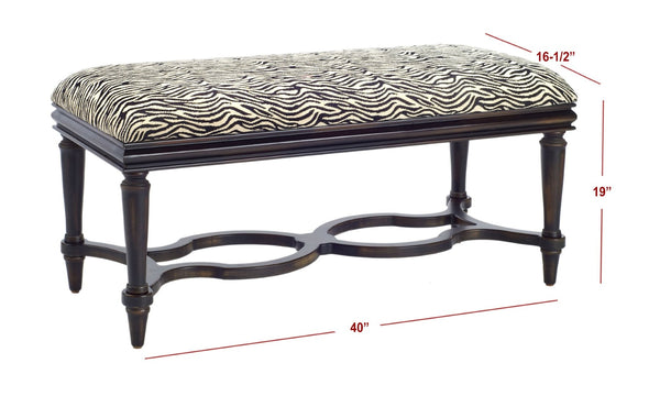 Safavieh Garret Zebra Print Upholstered Bench - Chic Global Accent With Curved Birch Legs For Any Space AMH4031A