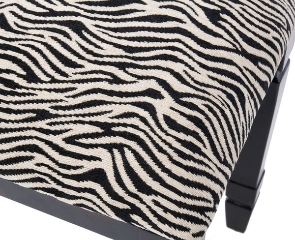 Safavieh Mona Zebra Print Upholstered Bench - Stylish Accent Seat With Fluted Legs For Bedroom Or Entryway AMH4036A