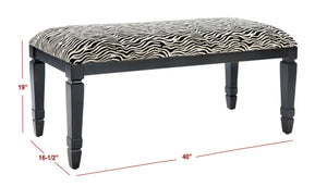 Safavieh Mona Zebra Print Upholstered Bench - Stylish Accent Seat With Fluted Legs For Bedroom Or Entryway AMH4036A