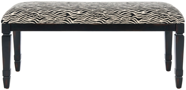 Safavieh Mona Zebra Print Upholstered Bench - Stylish Accent Seat With Fluted Legs For Bedroom Or Entryway AMH4036A