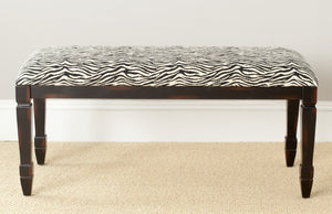 Safavieh Mona Zebra Print Upholstered Bench - Stylish Accent Seat With Fluted Legs For Bedroom Or Entryway AMH4036A