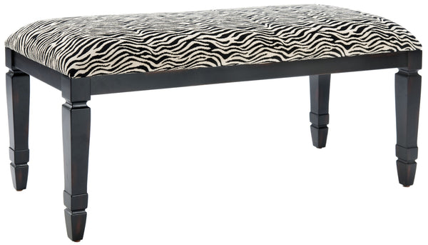 Safavieh Mona Zebra Print Upholstered Bench - Stylish Accent Seat With Fluted Legs For Bedroom Or Entryway AMH4036A