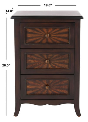 Safavieh Conrad Elegant 3-Drawer Side Table In Dark Cherry - Antique-Inspired Storage For Any Room AMH4037A