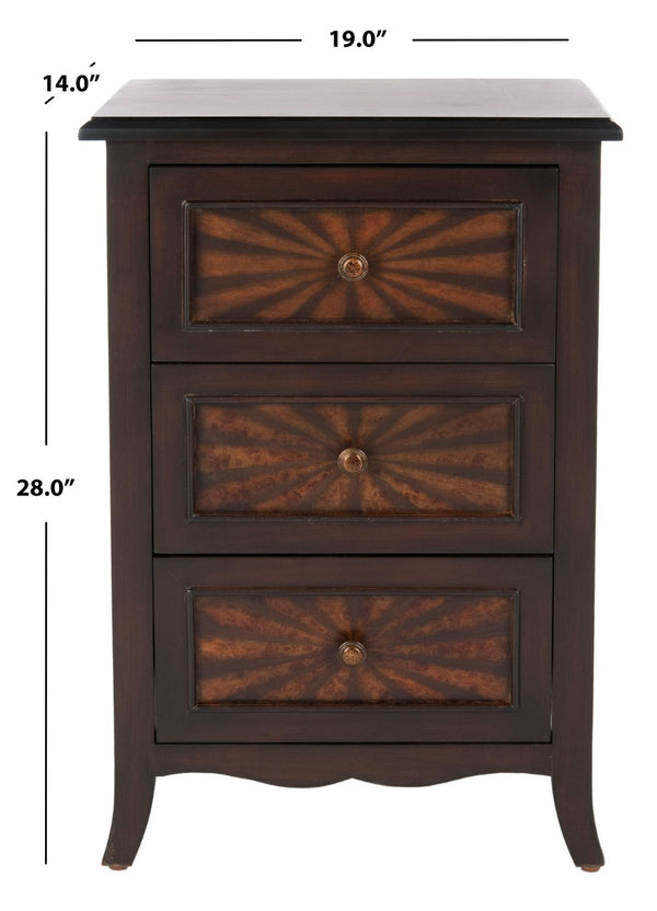 Safavieh Conrad Elegant 3-Drawer Side Table In Dark Cherry - Antique-Inspired Storage For Any Room AMH4037A