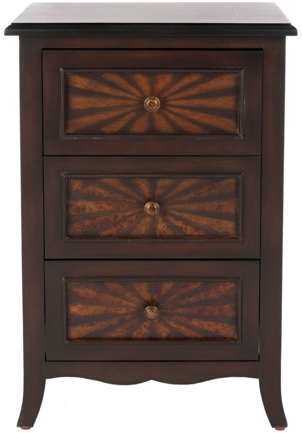 Safavieh Conrad Elegant 3-Drawer Side Table In Dark Cherry - Antique-Inspired Storage For Any Room AMH4037A