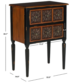 Safavieh Kenneth Two-Drawer Side Table: Rustic Spanish-Inspired Accent Table With Elegant Birch Wood Craftsmanship AMH4052A