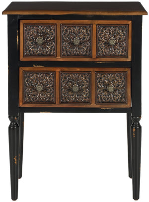 Safavieh Kenneth Two-Drawer Side Table: Rustic Spanish-Inspired Accent Table With Elegant Birch Wood Craftsmanship AMH4052A
