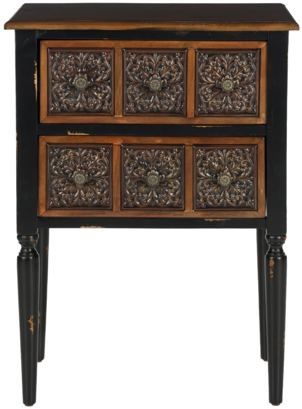 Safavieh Kenneth Two-Drawer Side Table: Rustic Spanish-Inspired Accent Table With Elegant Birch Wood Craftsmanship AMH4052A
