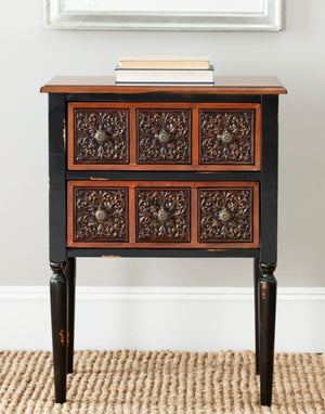 Safavieh Kenneth Two-Drawer Side Table: Rustic Spanish-Inspired Accent Table With Elegant Birch Wood Craftsmanship AMH4052A