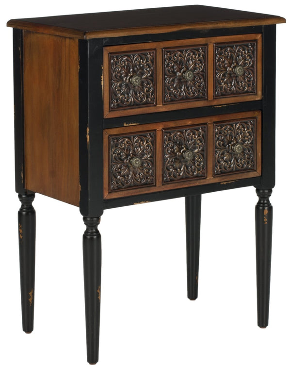 Safavieh Kenneth Two-Drawer Side Table: Rustic Spanish-Inspired Accent Table With Elegant Birch Wood Craftsmanship AMH4052A